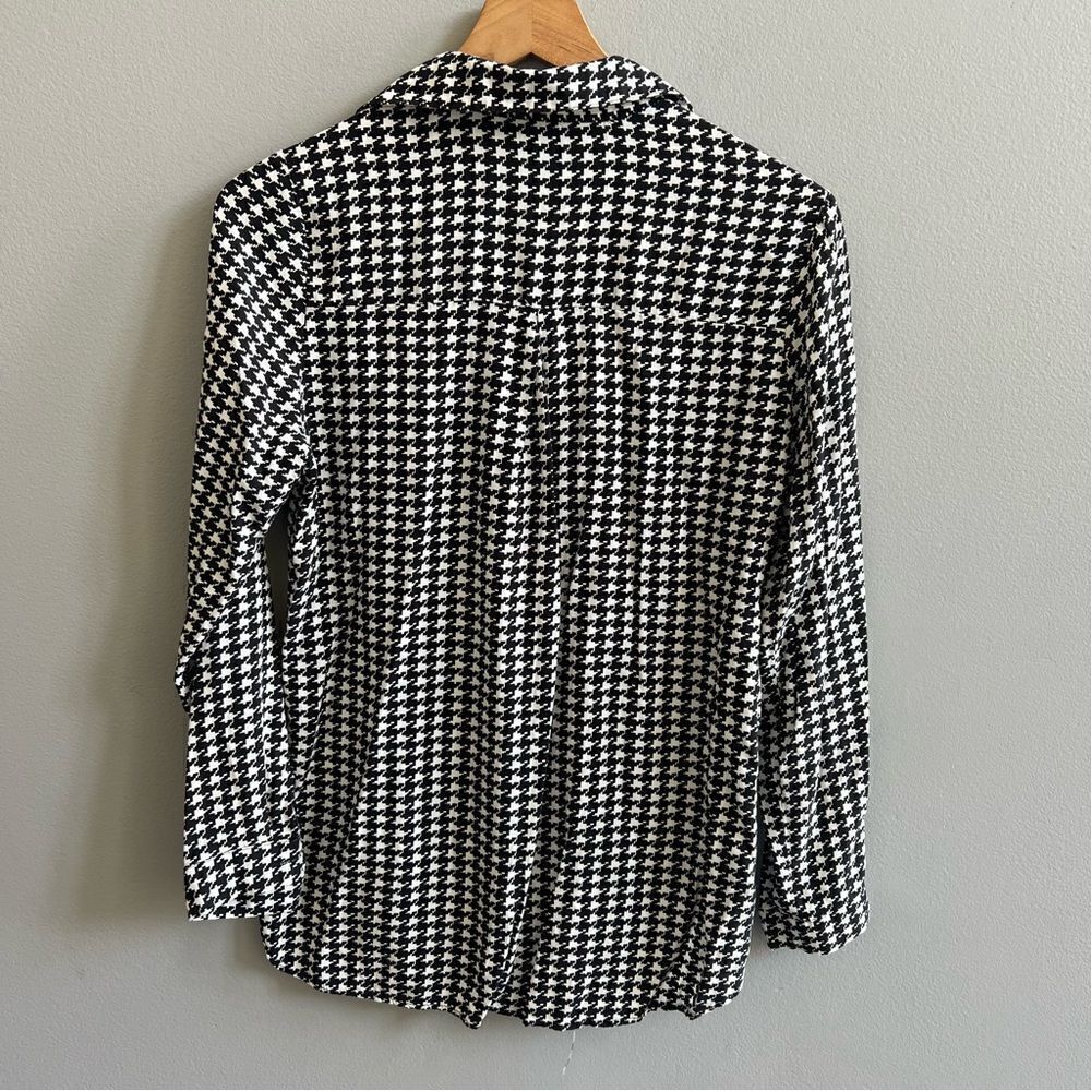 Big Dart Button Down Black And White Houndstooth … - image 4